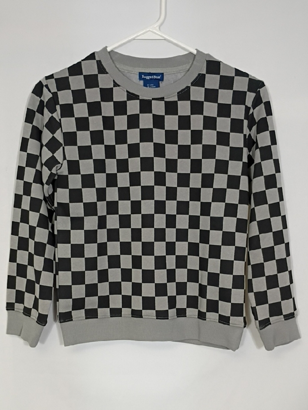 NWT Ruggedbear Boys Black And Grey Checkered Sweatshirt Size Large 14 Winter